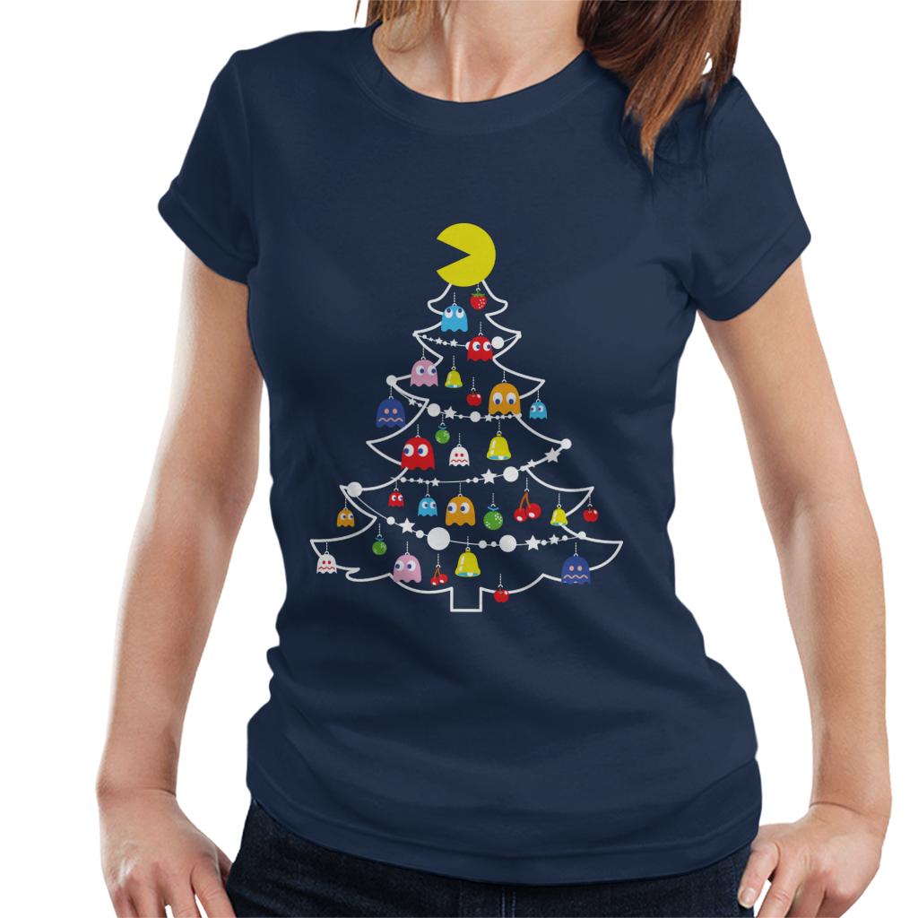 Pac-Man Christmas Tree Baubles Women's T-Shirt-ALL + EVERY
