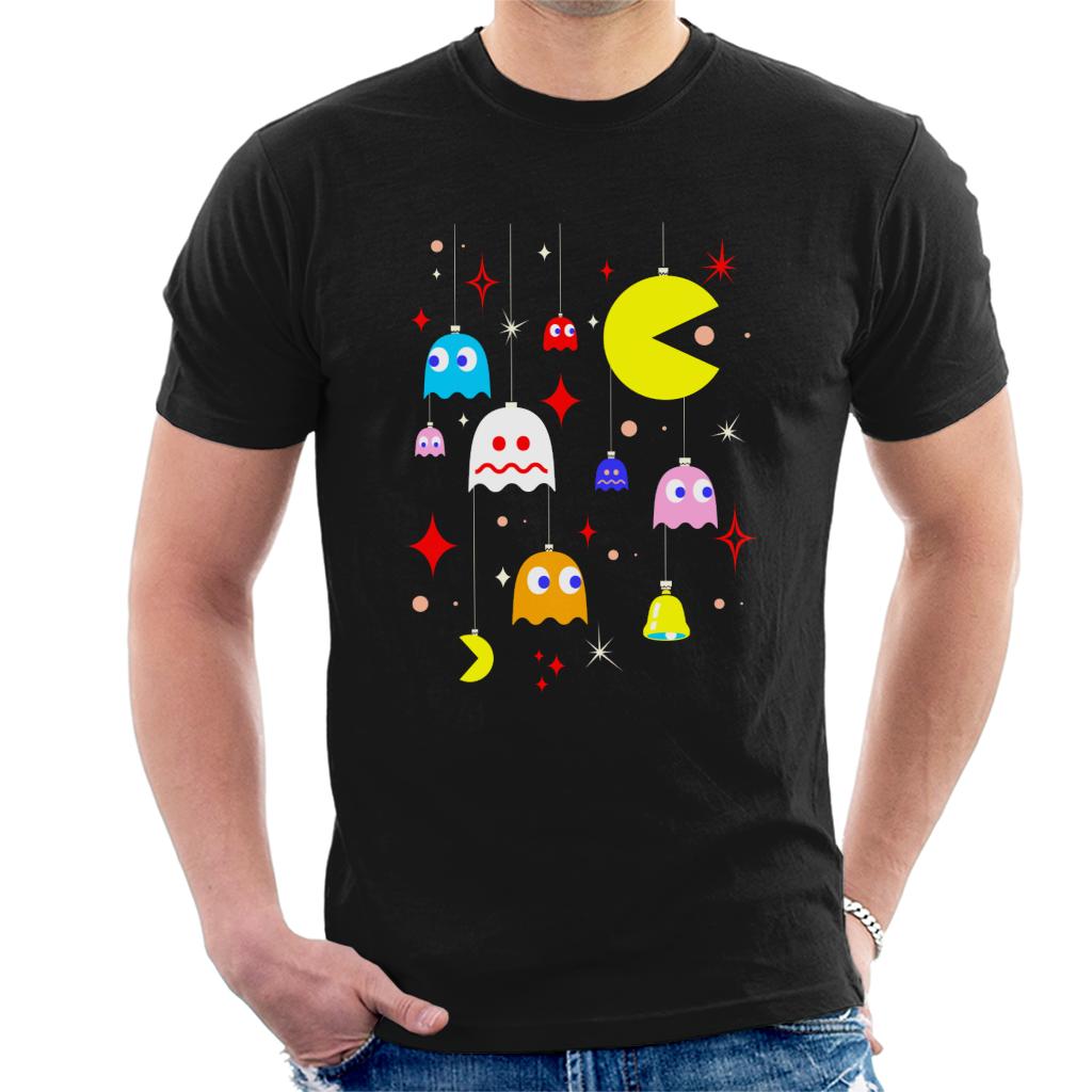 Pac-Man Christmas Hanging Baubles Men's T-Shirt-ALL + EVERY