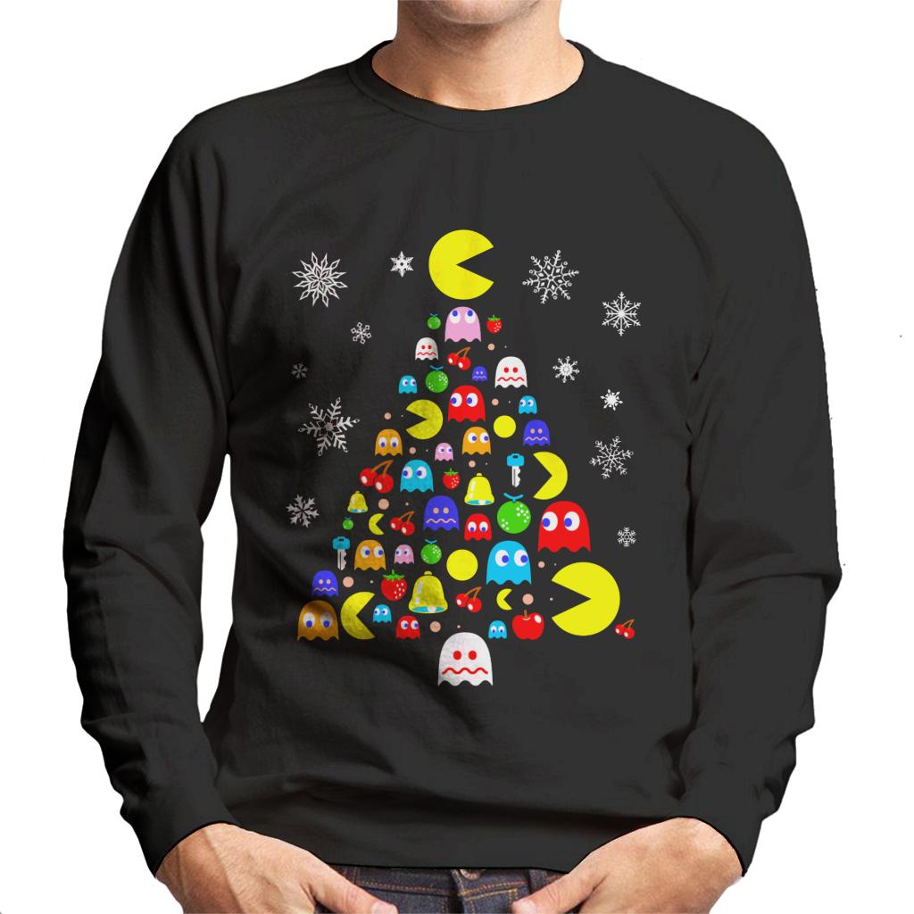 Pac-Man Christmas Tree Of Characters Men's Sweatshirt-ALL + EVERY
