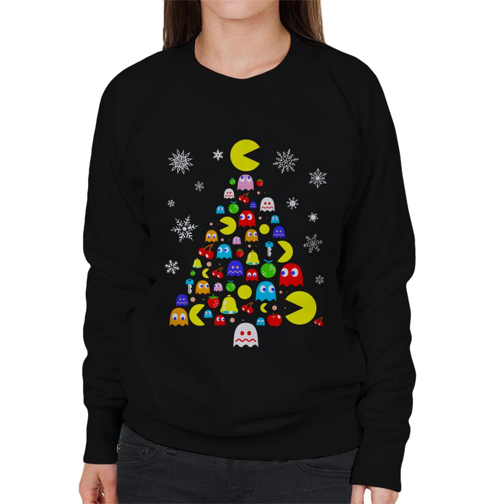 Pac-Man Christmas Tree Of Characters Women's Sweatshirt-ALL + EVERY