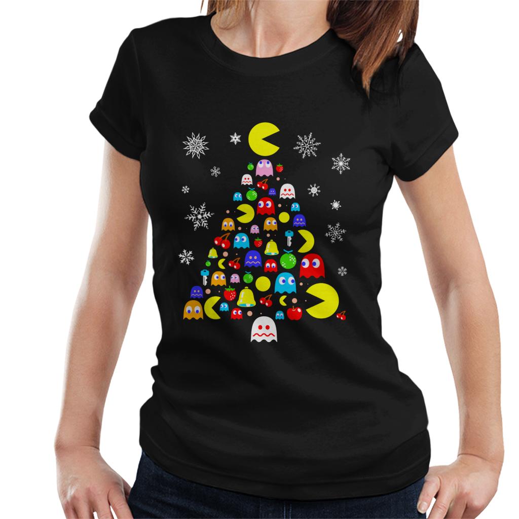 Pac-Man Christmas Tree Of Characters Women's T-Shirt-ALL + EVERY