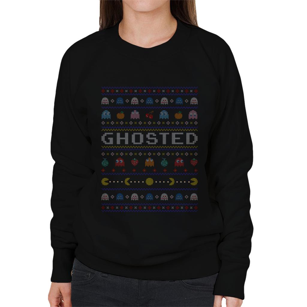 Pac-Man Halloween Ghosted Women's Sweatshirt-ALL + EVERY