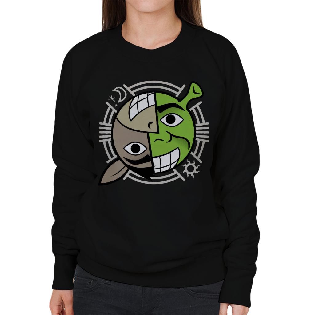 Shrek And Donkey Smiling Character Heads Women's Sweatshirt-ALL + EVERY