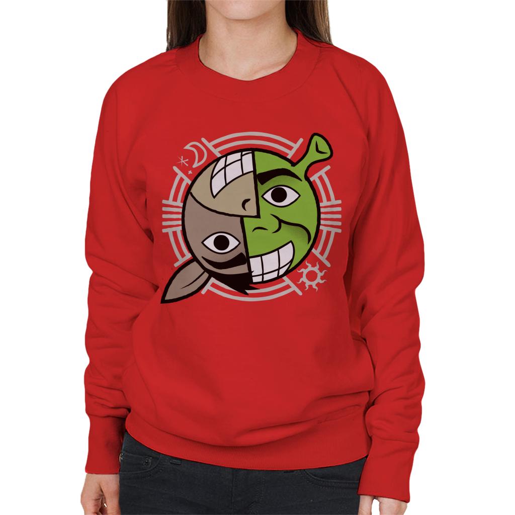 Shrek And Donkey Smiling Character Heads Women's Sweatshirt-ALL + EVERY