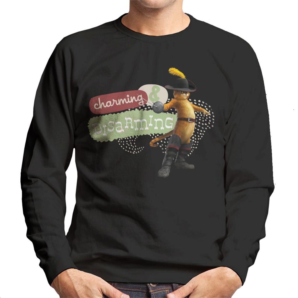 Shrek Puss In Boots Charming And Disarming Men's Sweatshirt-ALL + EVERY