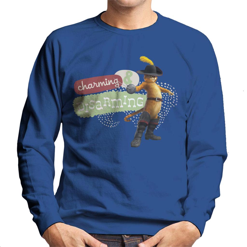 Shrek Puss In Boots Charming And Disarming Men's Sweatshirt-ALL + EVERY