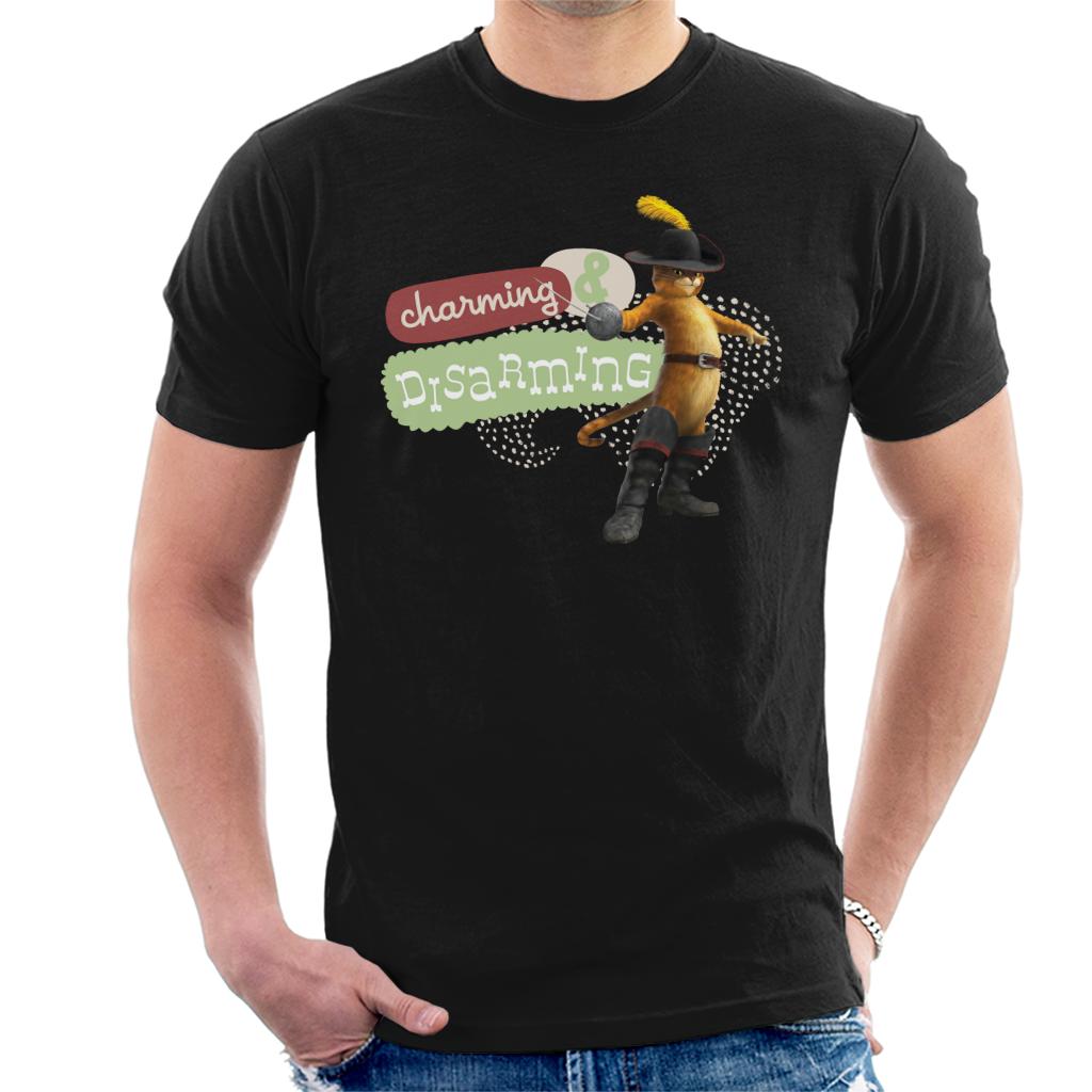 Shrek Puss In Boots Charming And Disarming Men's T-Shirt-ALL + EVERY