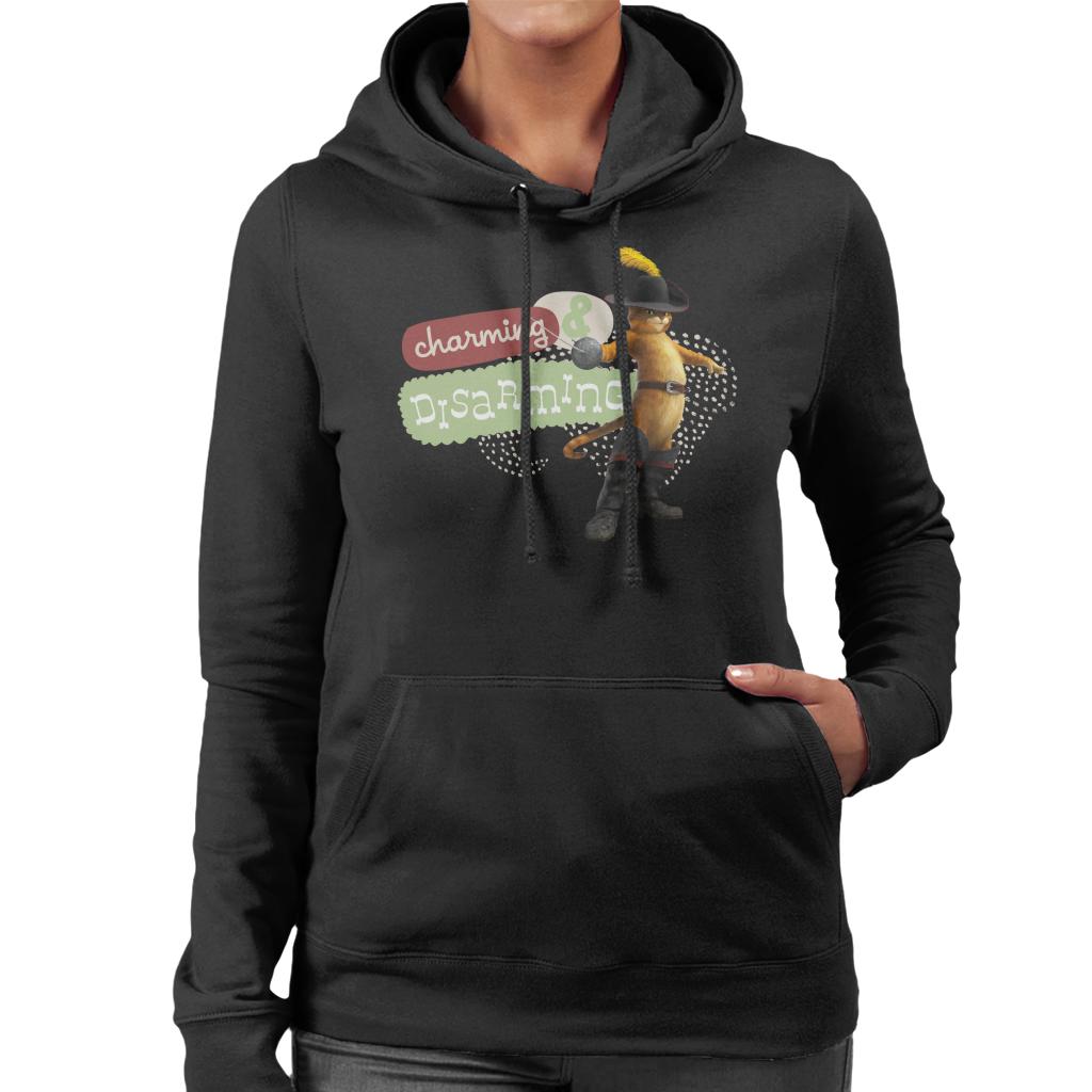 Shrek Puss In Boots Charming And Disarming Women's Hooded Sweatshirt-ALL + EVERY