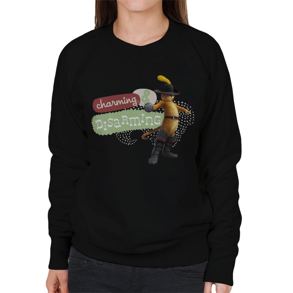 Shrek Puss In Boots Charming And Disarming Women's Sweatshirt-ALL + EVERY