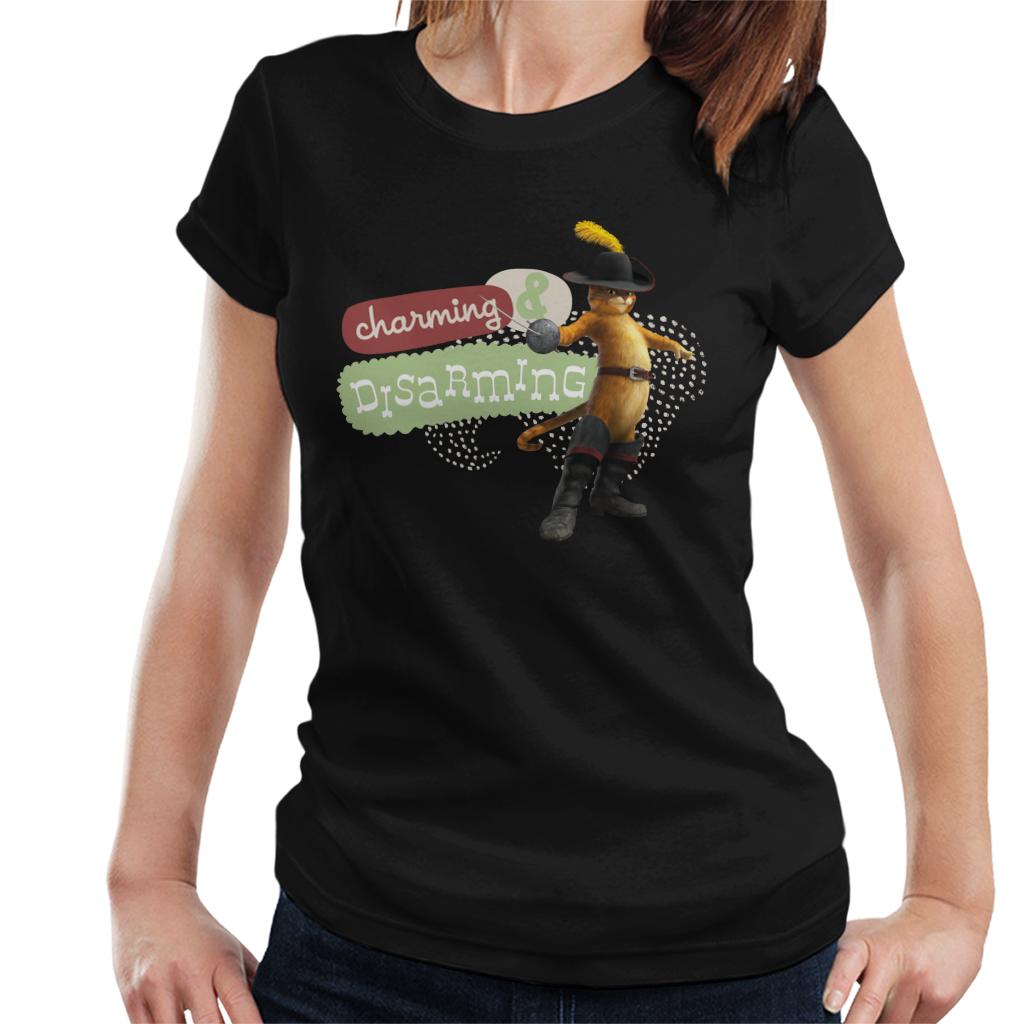 Shrek Puss In Boots Charming And Disarming Women's T-Shirt-ALL + EVERY