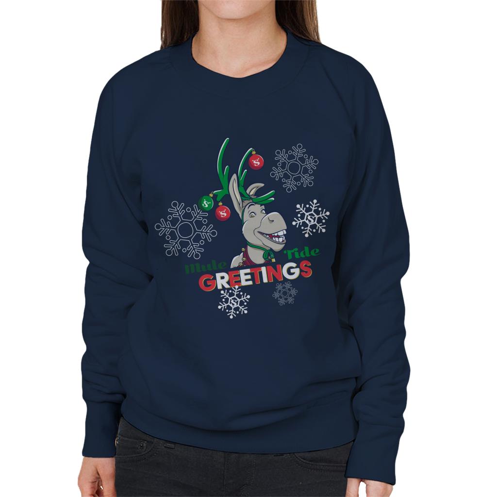 Shrek Christmas Donkey Mule Tide Greetings Women's Sweatshirt-ALL + EVERY