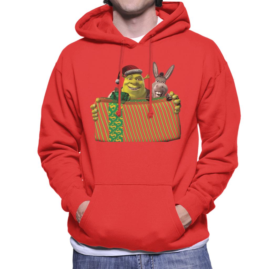 Shrek Christmas Shrek And Donkey Festive Box Men's Hooded Sweatshirt-ALL + EVERY