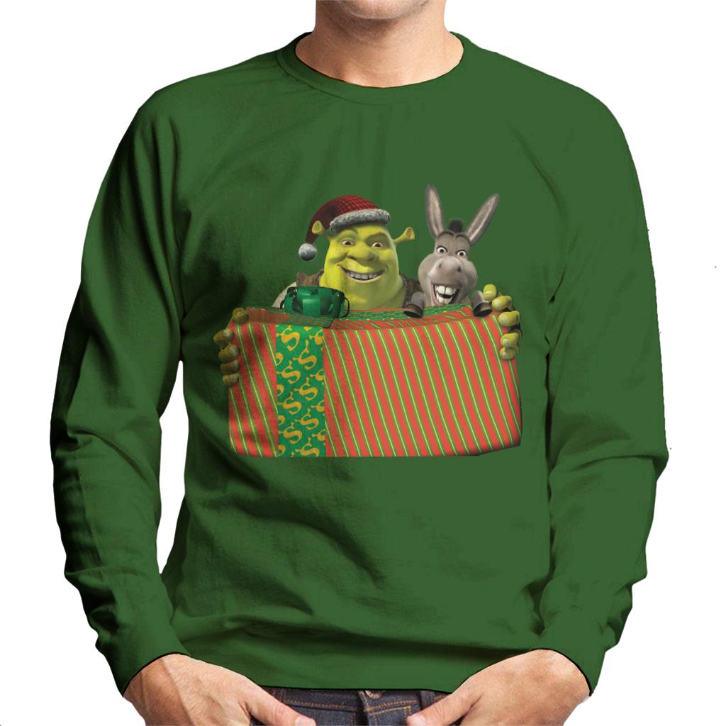 Shrek Christmas Shrek And Donkey Festive Box Men's Sweatshirt-ALL + EVERY