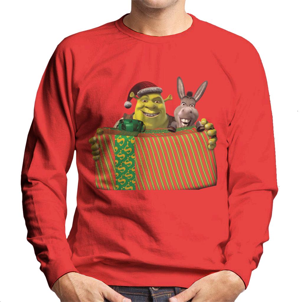 Shrek Christmas Shrek And Donkey Festive Box Men's Sweatshirt-ALL + EVERY