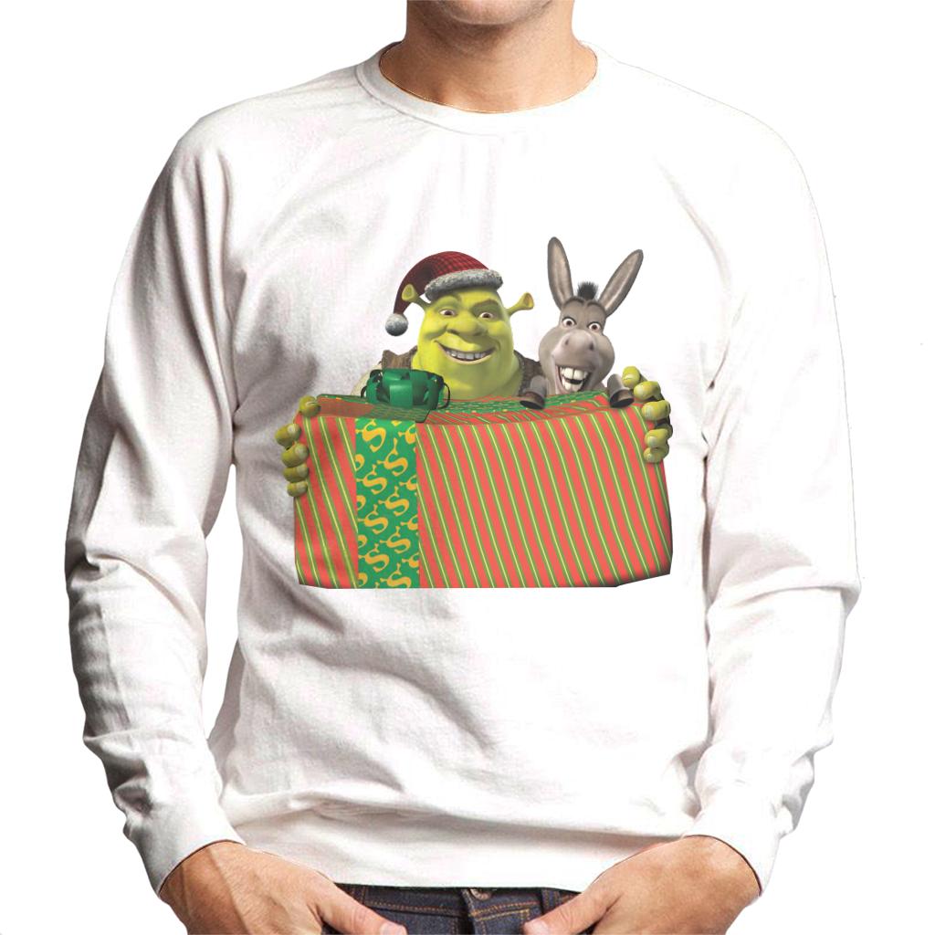 Shrek Christmas Shrek And Donkey Festive Box Men's Sweatshirt-ALL + EVERY