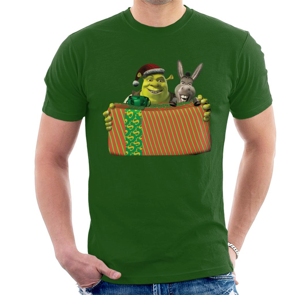 Shrek Christmas Shrek And Donkey Festive Box Men's T-Shirt-ALL + EVERY