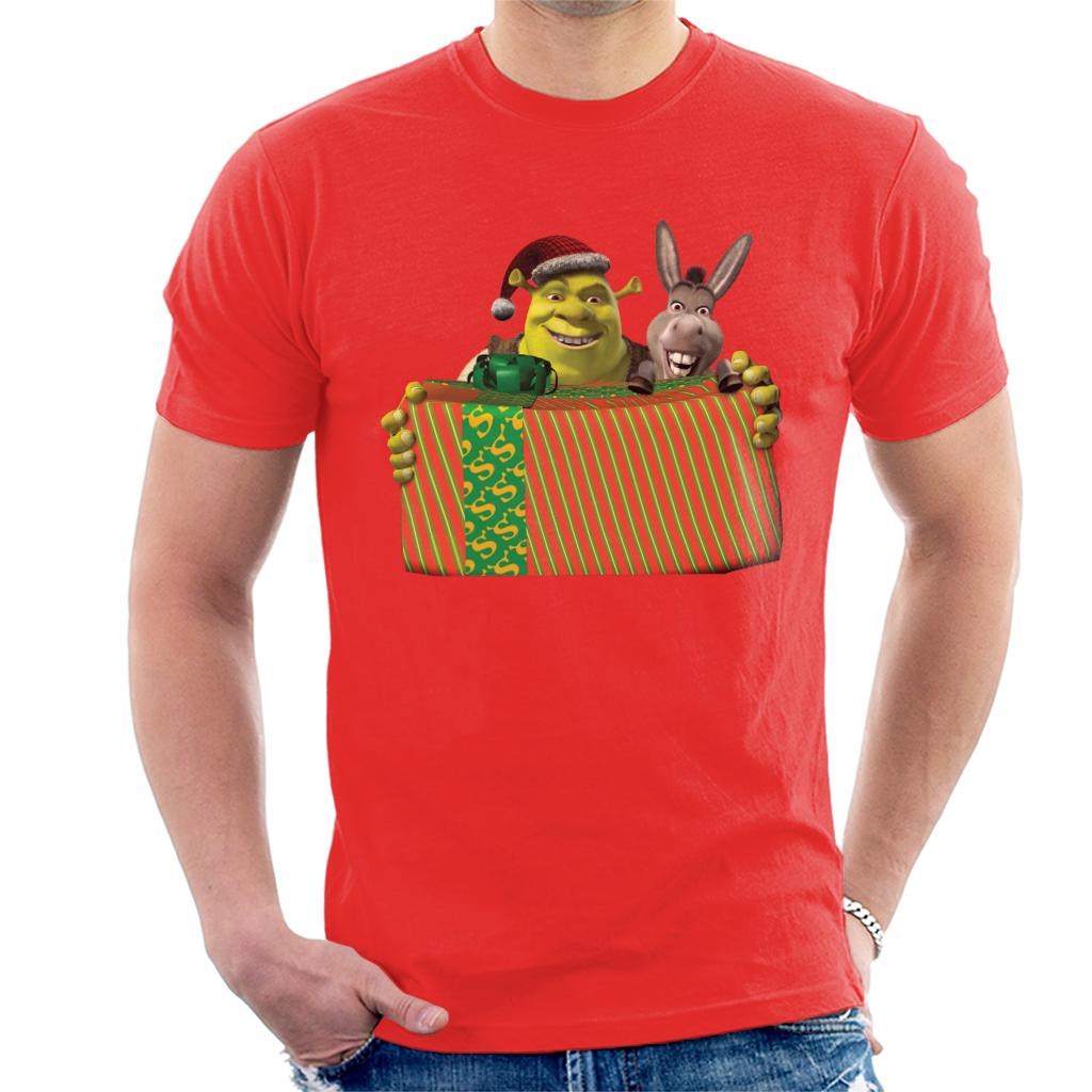 Shrek Christmas Shrek And Donkey Festive Box Men's T-Shirt-ALL + EVERY