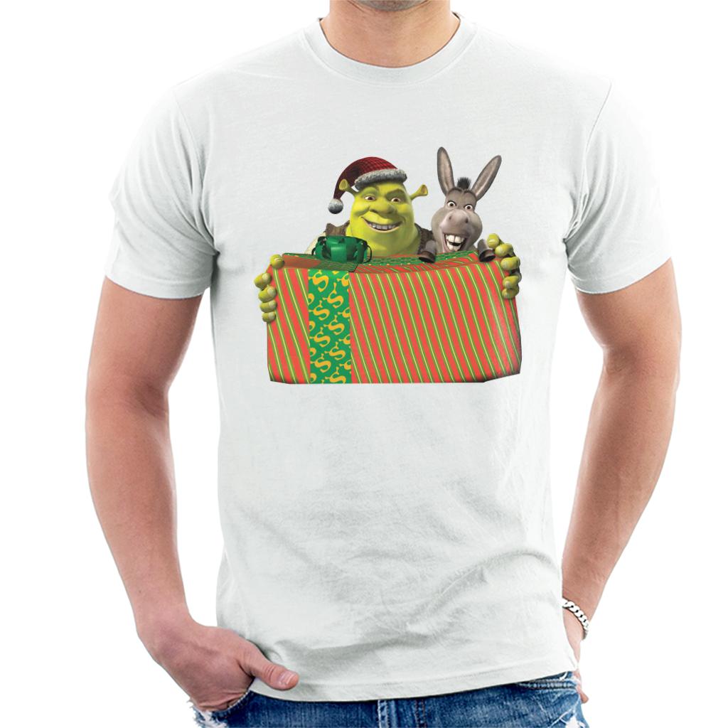 Shrek Christmas Shrek And Donkey Festive Box Men's T-Shirt-ALL + EVERY