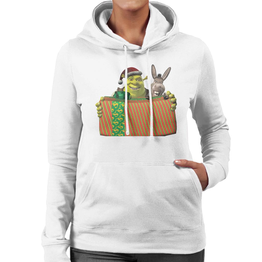 Shrek Christmas Shrek And Donkey Festive Box Women's Hooded Sweatshirt-ALL + EVERY