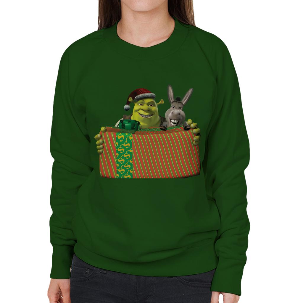 Shrek Christmas Shrek And Donkey Festive Box Women's Sweatshirt-ALL + EVERY