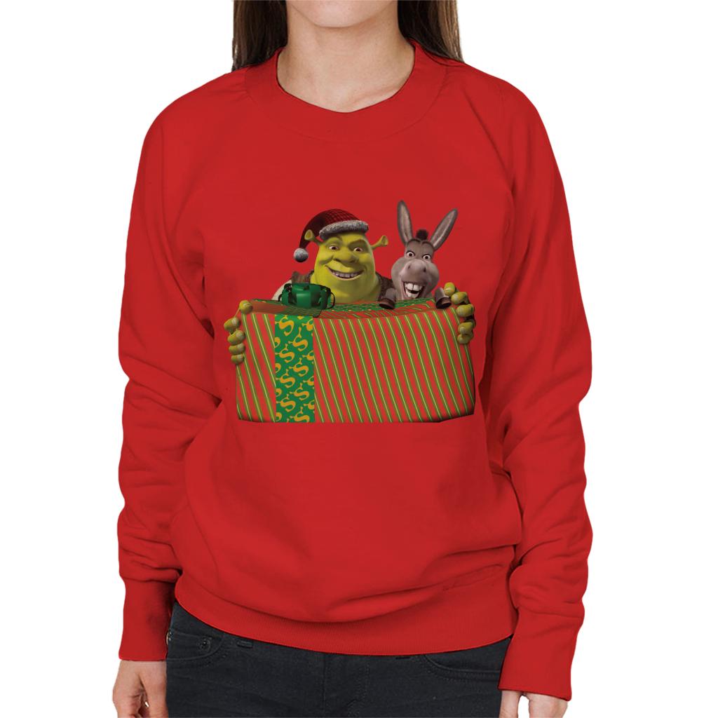 Shrek Christmas Shrek And Donkey Festive Box Women's Sweatshirt-ALL + EVERY