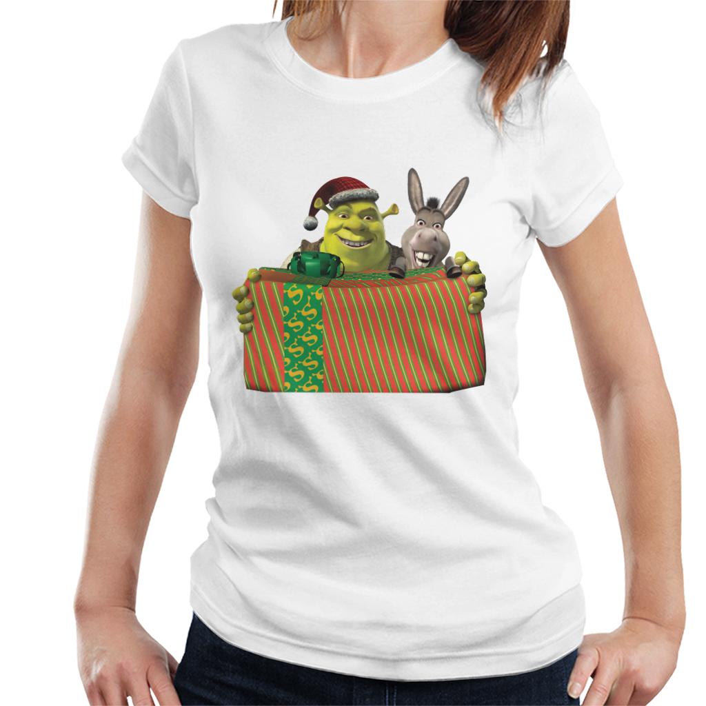 Shrek Christmas Shrek And Donkey Festive Box Women's T-Shirt-ALL + EVERY