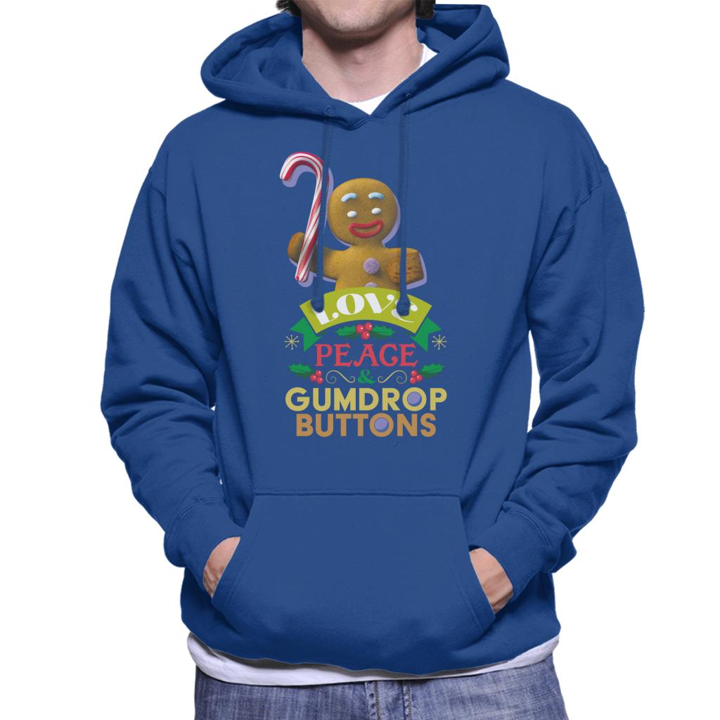 Shrek Christmas Gingerbread Man Love Peace Gumdrop Buttons Men's Hooded Sweatshirt-ALL + EVERY