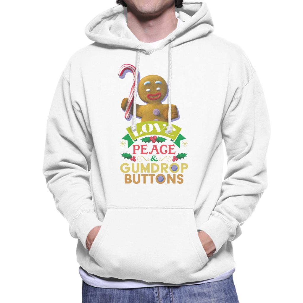 Shrek Christmas Gingerbread Man Love Peace Gumdrop Buttons Men's Hooded Sweatshirt-ALL + EVERY