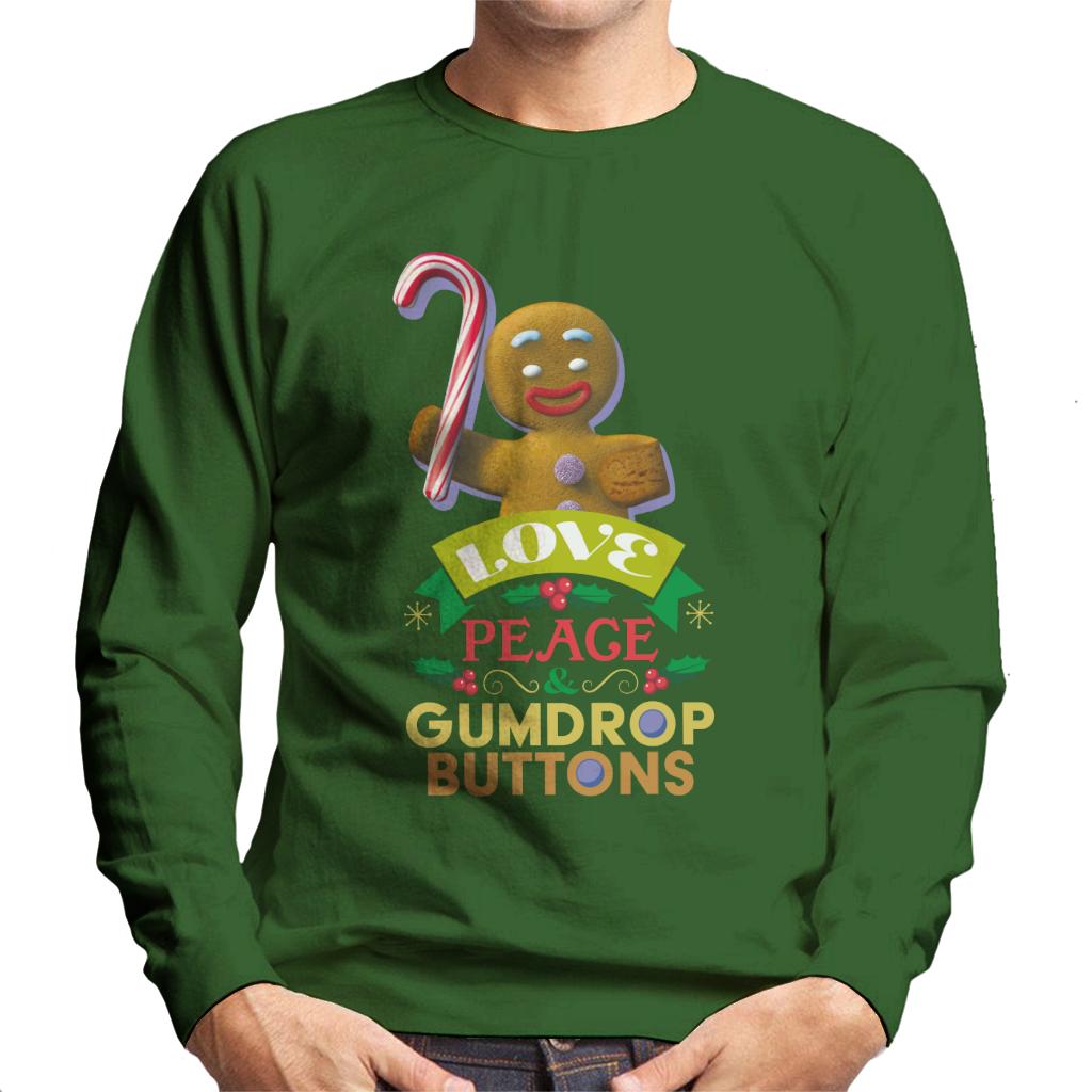 Shrek Christmas Gingerbread Man Love Peace Gumdrop Buttons Men's Sweatshirt-ALL + EVERY