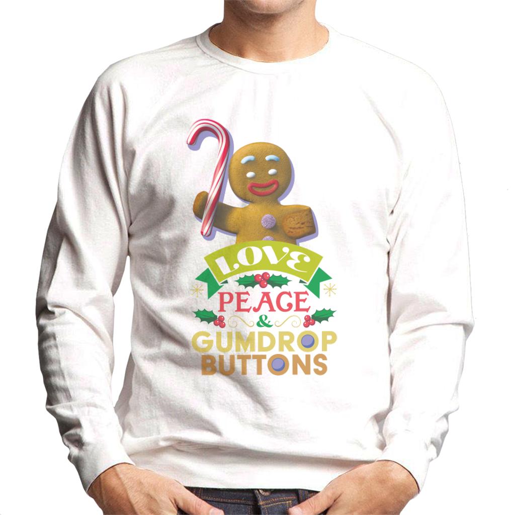 Shrek Christmas Gingerbread Man Love Peace Gumdrop Buttons Men's Sweatshirt-ALL + EVERY