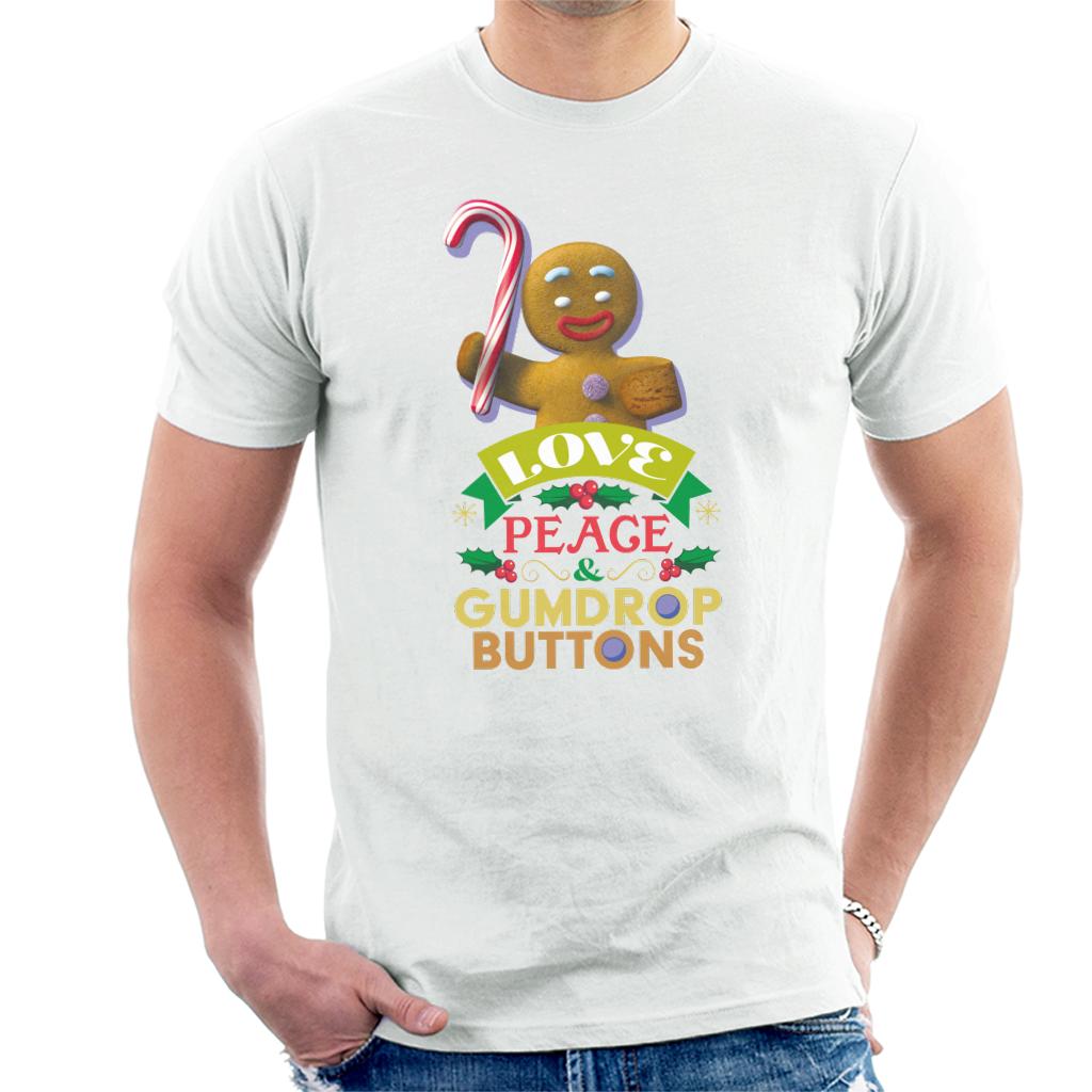 Shrek Christmas Gingerbread Man Love Peace Gumdrop Buttons Men's T-Shirt-ALL + EVERY