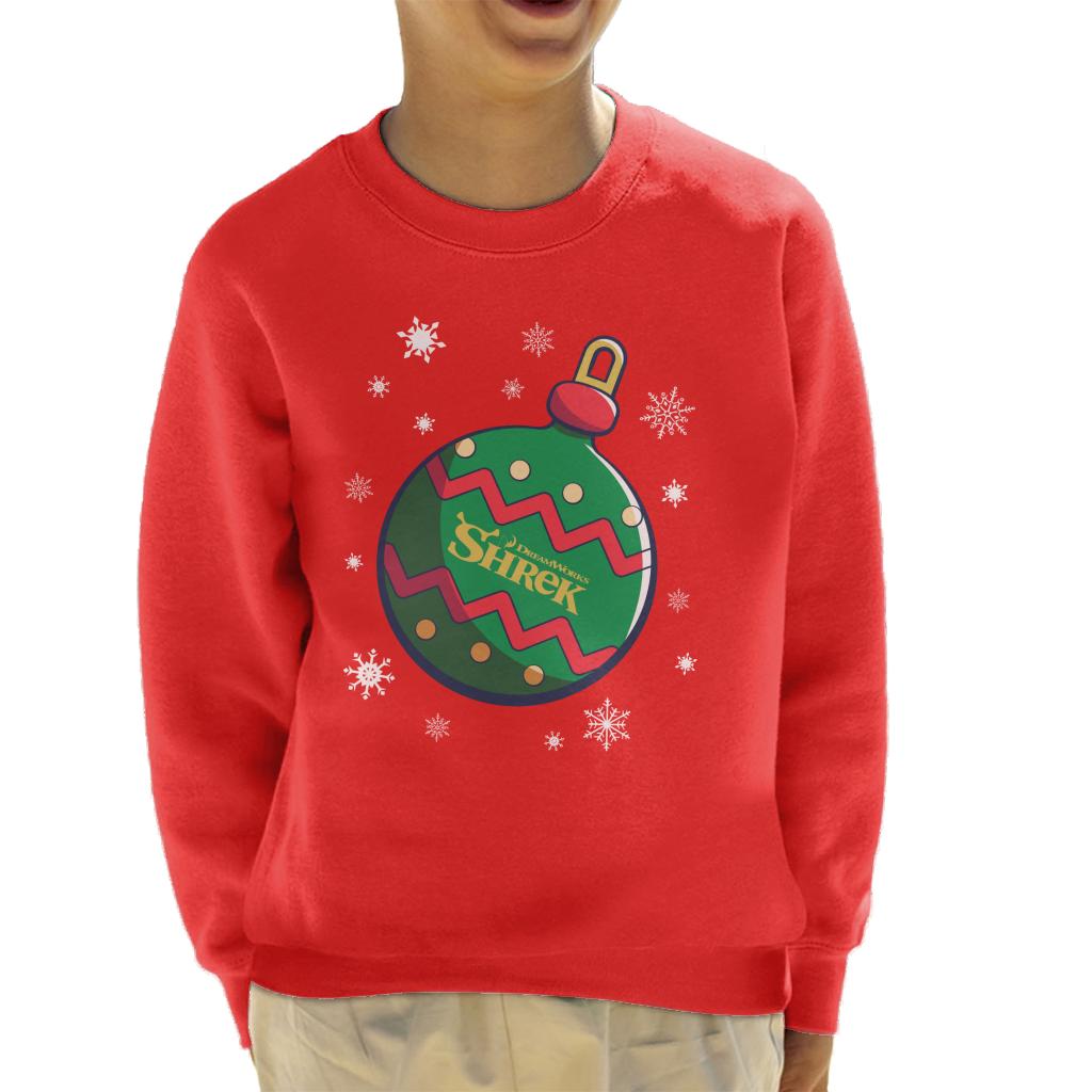 Shrek Christmas Festive Bauble Winter Snowflakes Kid's Sweatshirt-ALL + EVERY