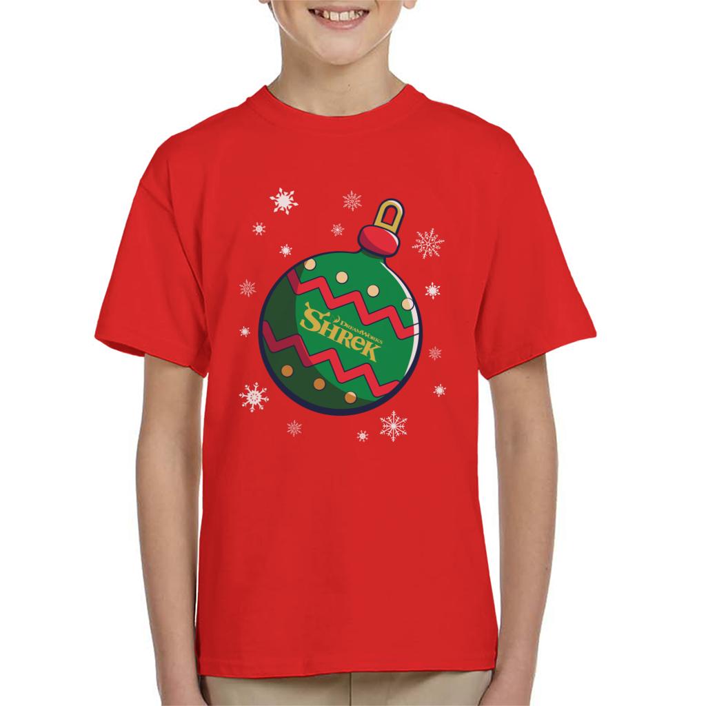 Shrek Christmas Festive Bauble Winter Snowflakes Kid's T-Shirt-ALL + EVERY