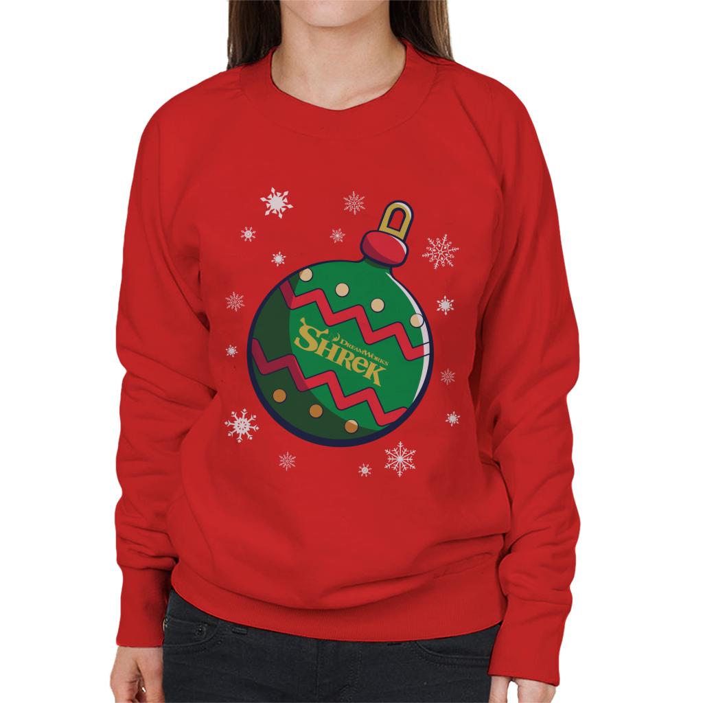 Shrek Christmas Festive Bauble Winter Snowflakes Women's Sweatshirt-ALL + EVERY