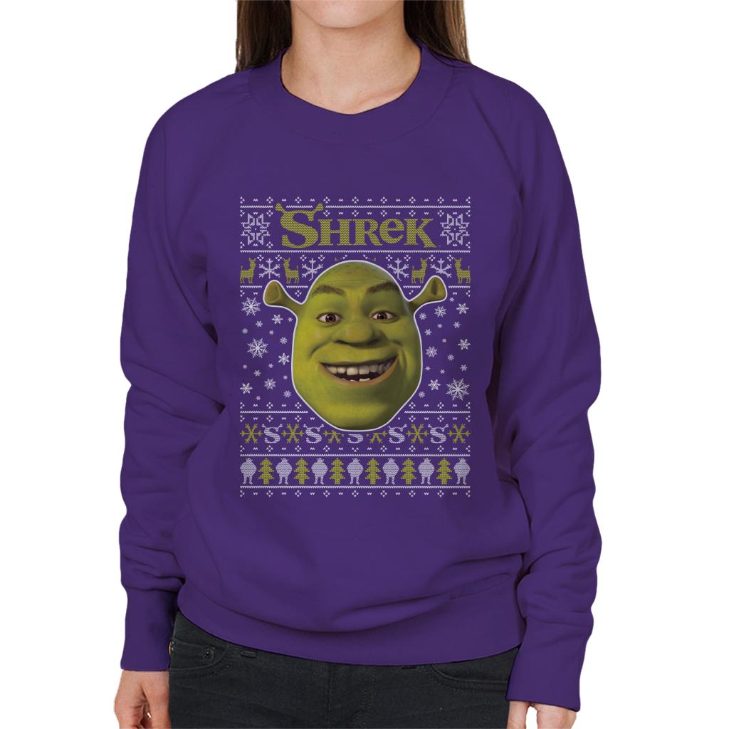 Shrek Christmas Festive Snowflakes Women's Sweatshirt-ALL + EVERY