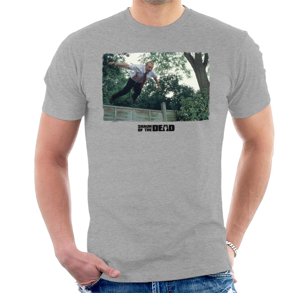 Shaun of the Dead Jumping Over Fence Men's T-Shirt-ALL + EVERY