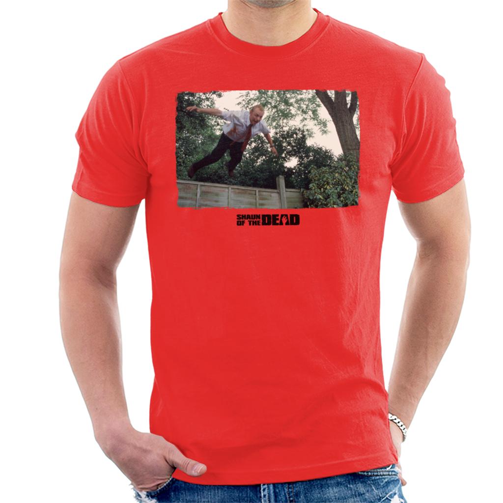 Shaun of the Dead Jumping Over Fence Men's T-Shirt-ALL + EVERY