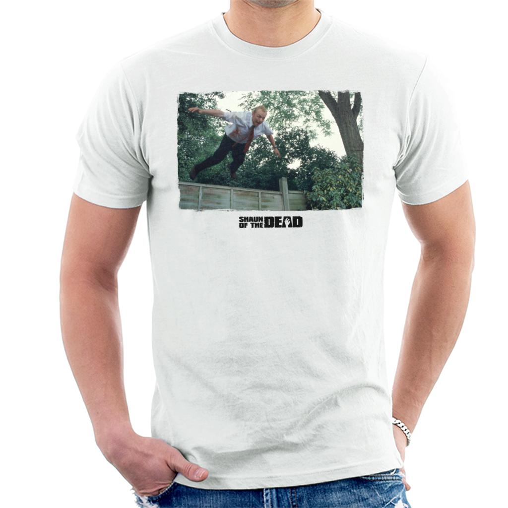 Shaun of the Dead Jumping Over Fence Men's T-Shirt-ALL + EVERY