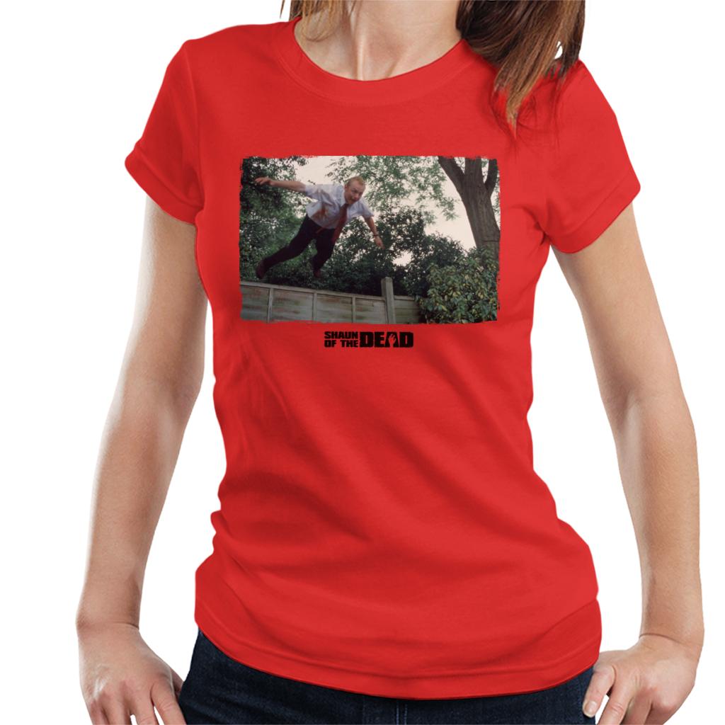 Shaun of the Dead Jumping Over Fence Women's T-Shirt-ALL + EVERY