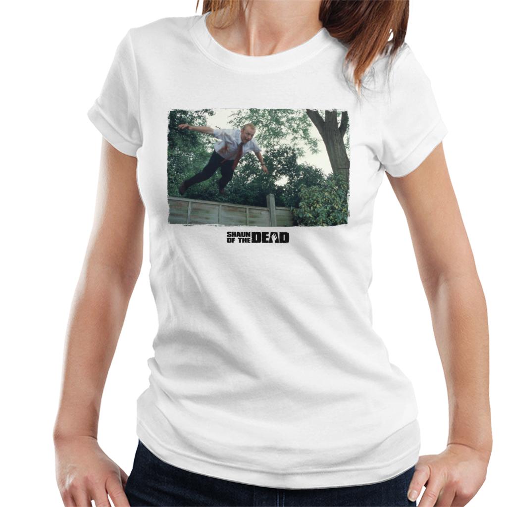 Shaun of the Dead Jumping Over Fence Women's T-Shirt-ALL + EVERY