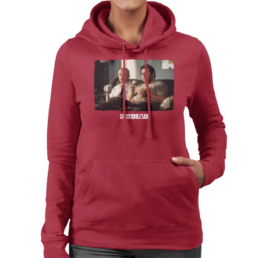 Shaun of the Dead Shaun And Ed Watching TV Women's Hooded Sweatshirt-ALL + EVERY