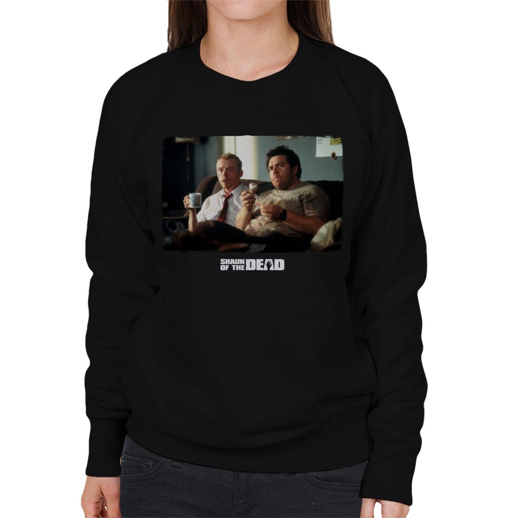 Shaun of the Dead Shaun And Ed Watching TV Women's Sweatshirt-ALL + EVERY