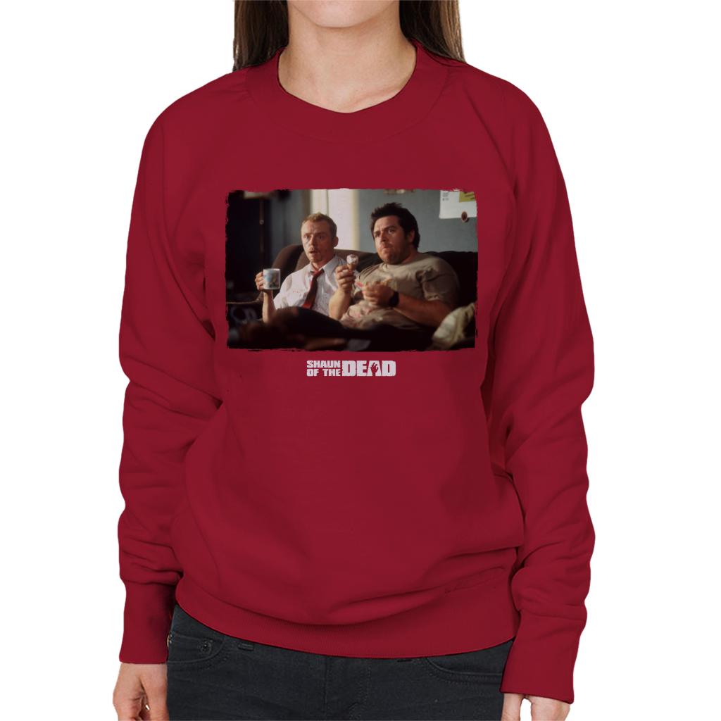 Shaun of the Dead Shaun And Ed Watching TV Women's Sweatshirt-ALL + EVERY