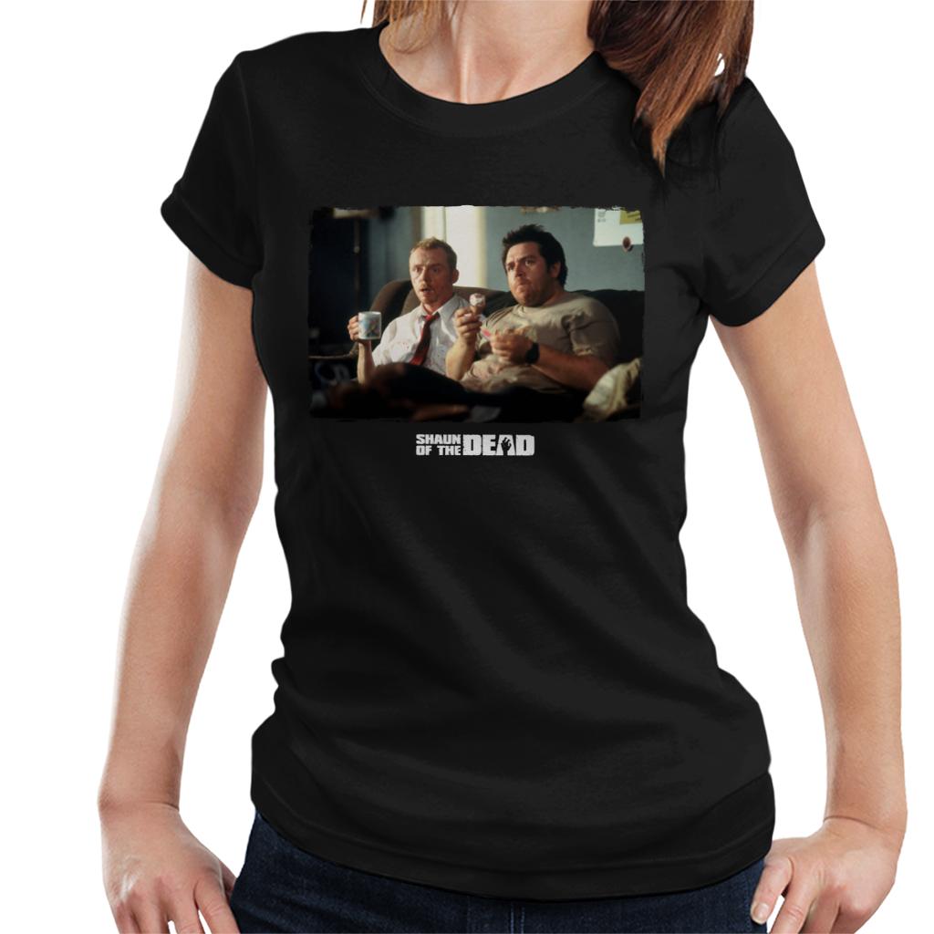 Shaun of the Dead Shaun And Ed Watching TV Women's T-Shirt-ALL + EVERY