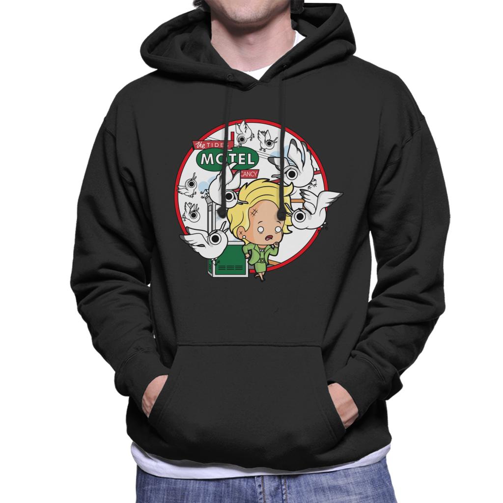 The Birds Cartoon The Tides Motel Scene Men's Hooded Sweatshirt-ALL + EVERY