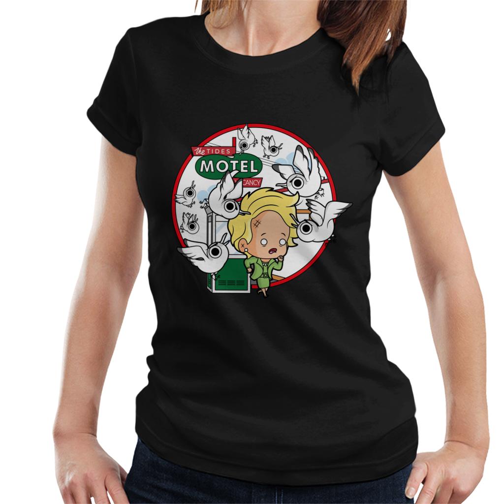 The Birds Cartoon The Tides Motel Scene Women's T-Shirt-ALL + EVERY