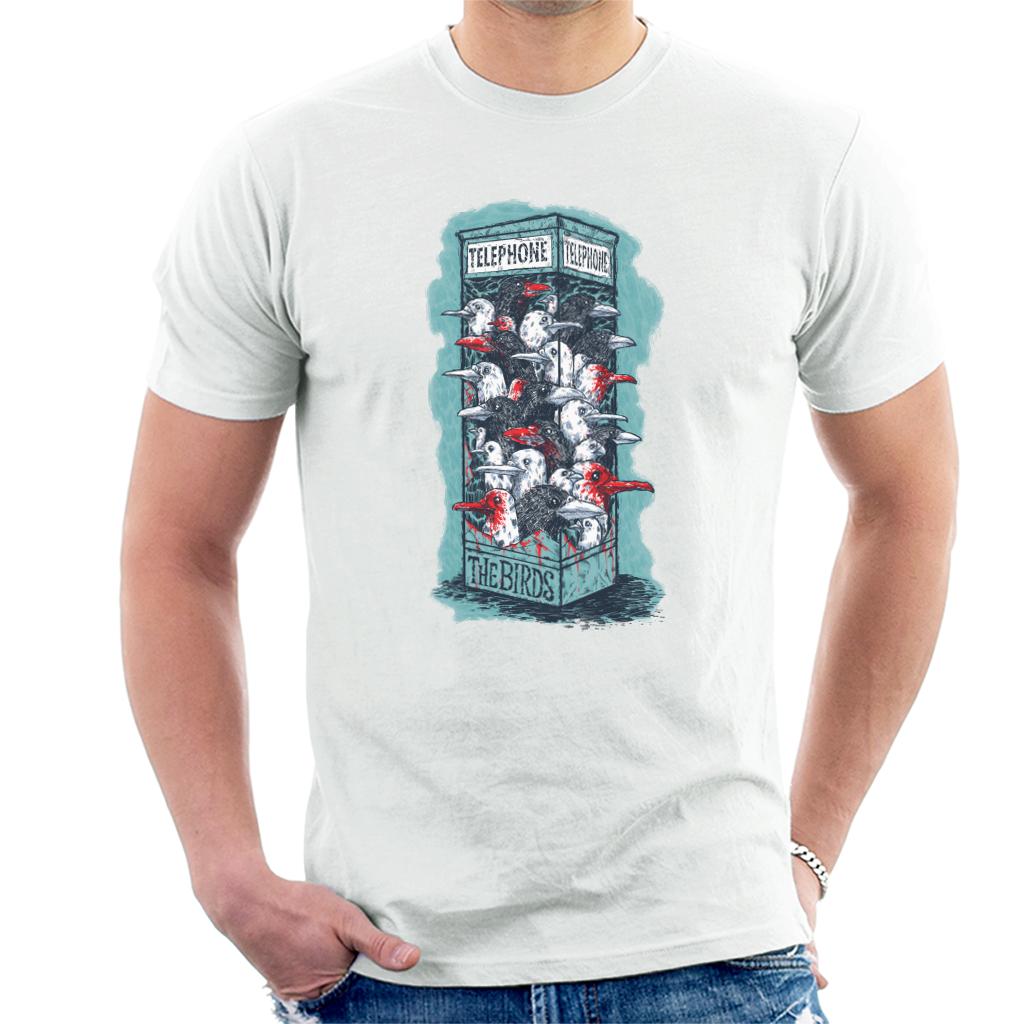 The Birds Dark Phone Booth Men's T-Shirt-ALL + EVERY