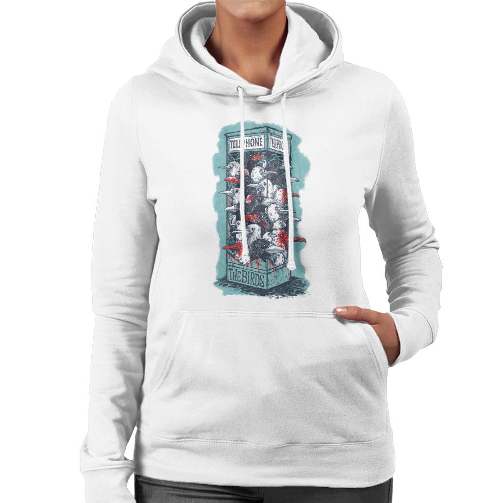 The Birds Dark Phone Booth Women's Hooded Sweatshirt-ALL + EVERY