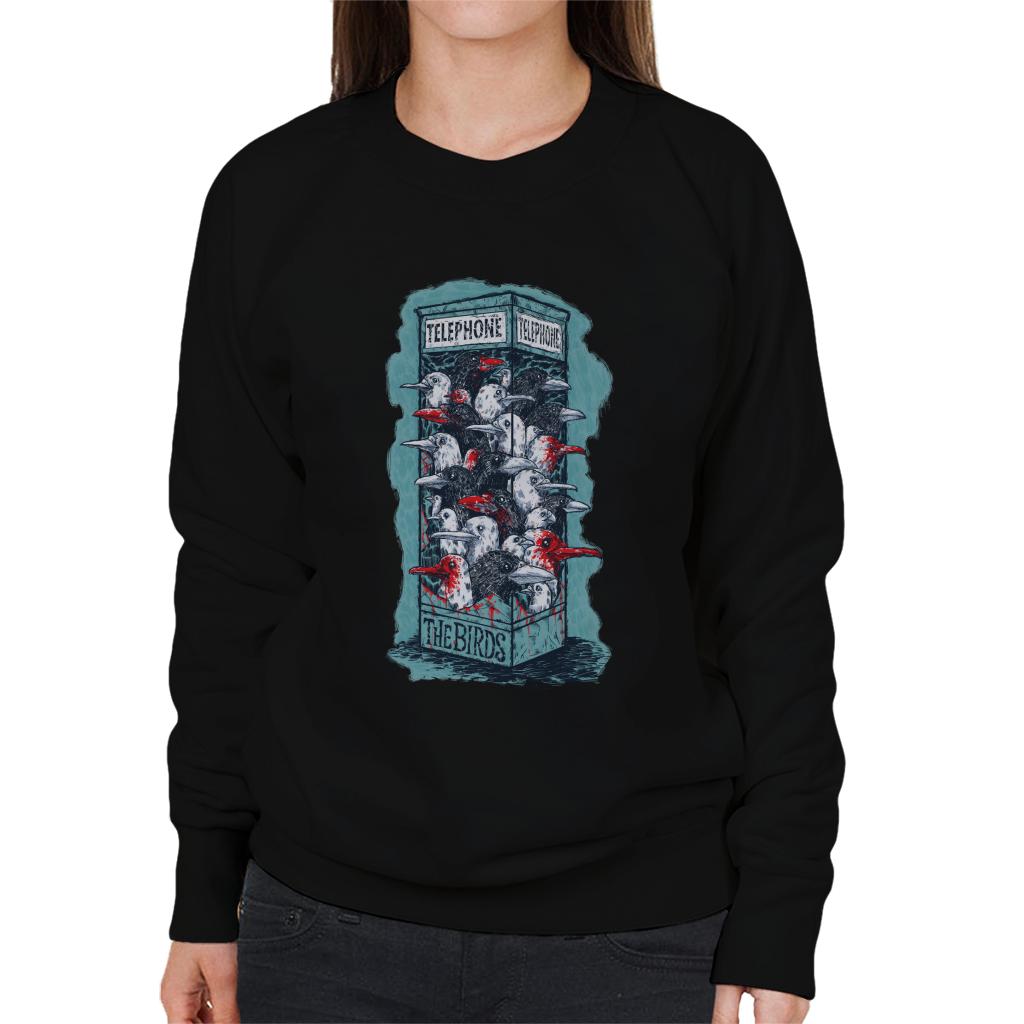 The Birds Dark Phone Booth Women's Sweatshirt-ALL + EVERY