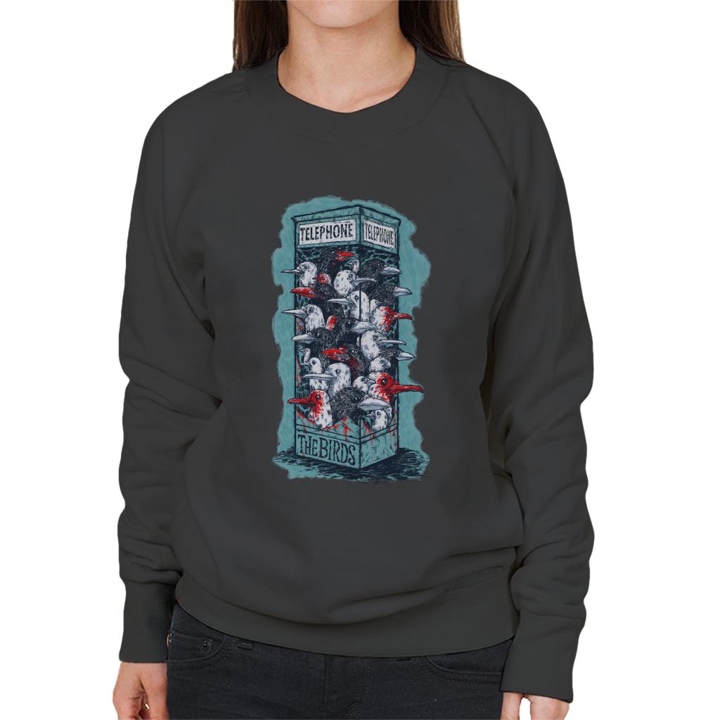 The Birds Dark Phone Booth Women's Sweatshirt-ALL + EVERY